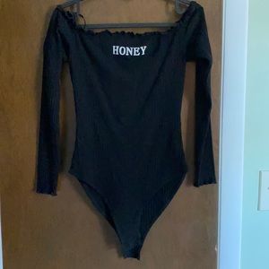 Off shoulder long sleeve bodysuit